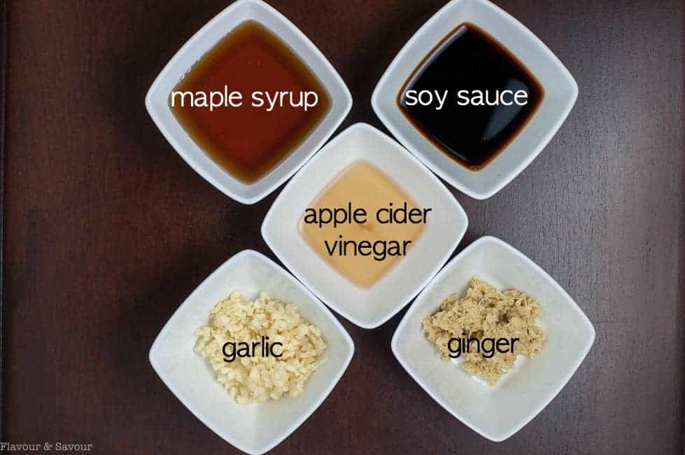 Ingredients for paleo Maple Garlic Glazed Chicken thighs